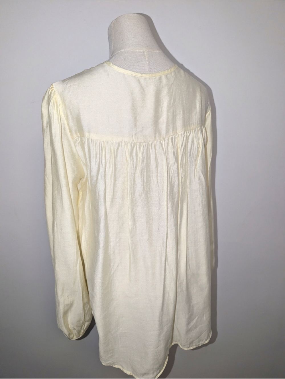 Pale Yellow V-Neck Button-Front Blouse - Picture 5 of 12